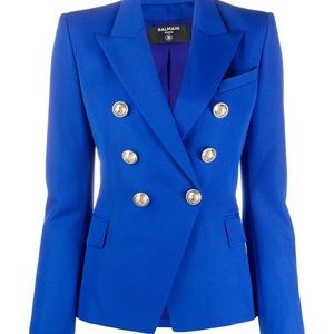 NWOT Balmain double-breasted blazer in Royal Blue.